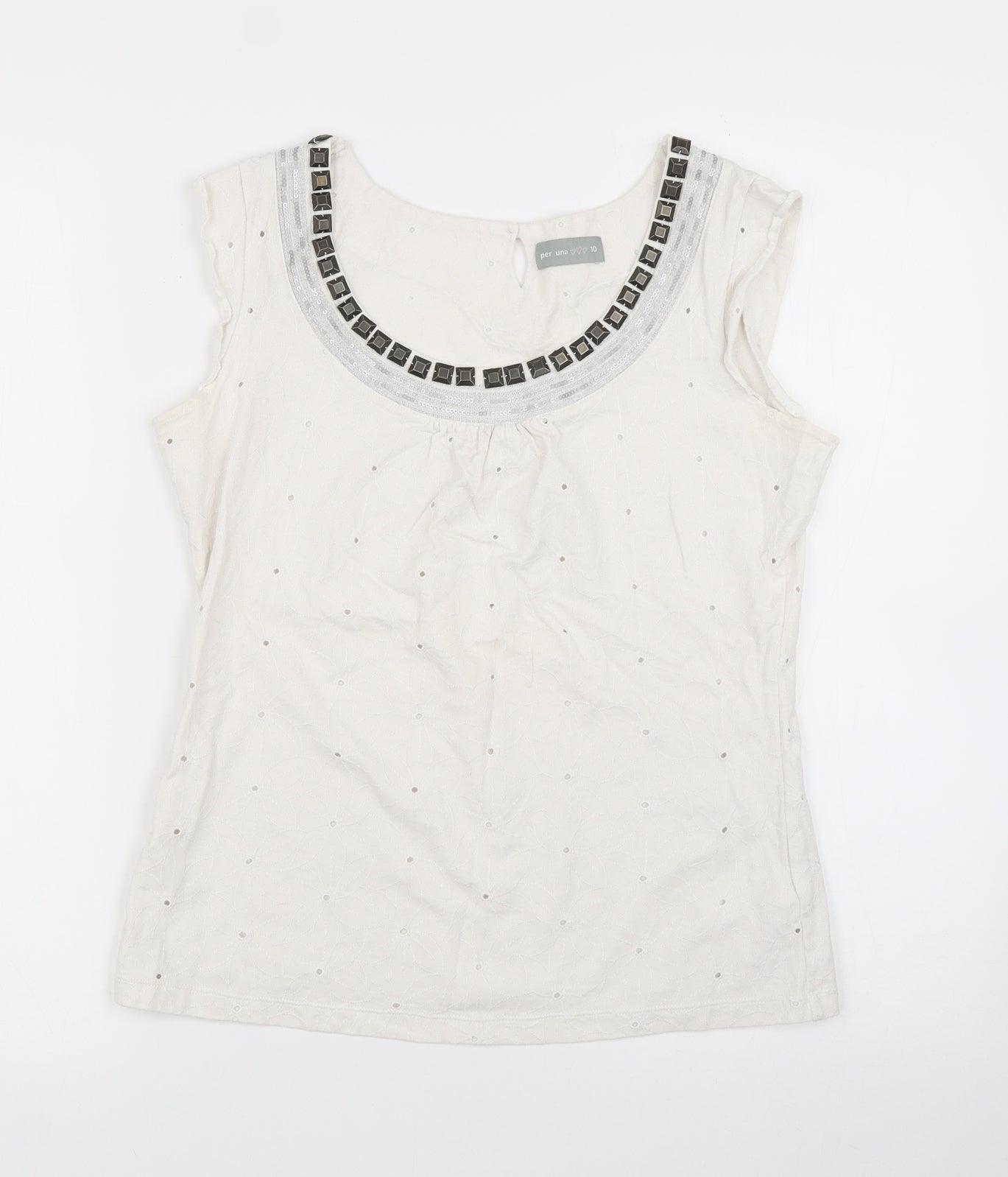 Per Una Womens White   Basic T-Shirt Size 10
