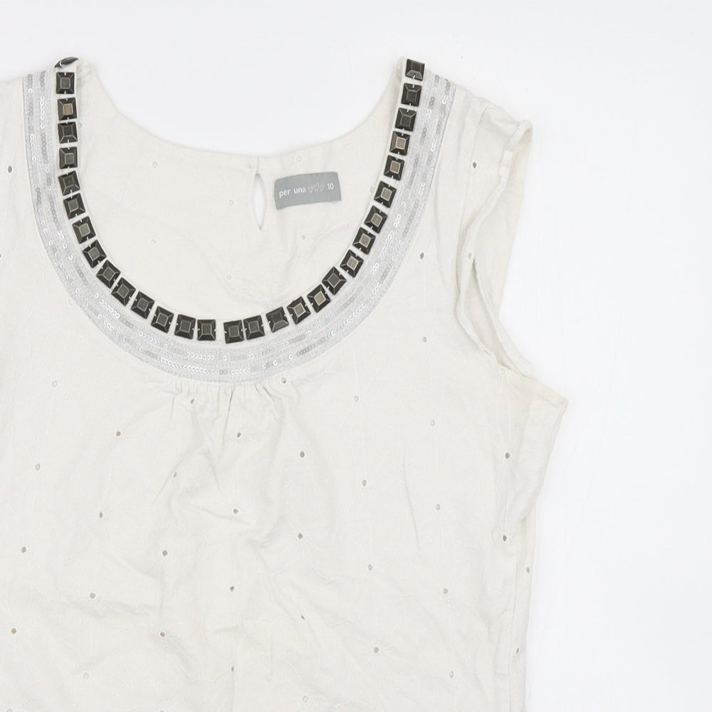 Per Una Womens White   Basic T-Shirt Size 10