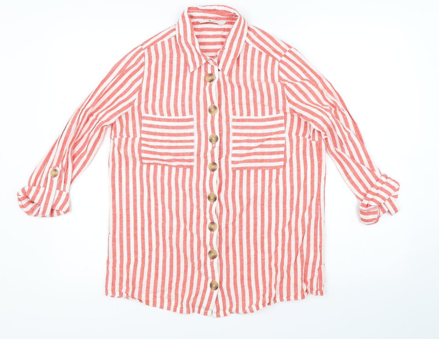 TU Womens Red Striped  Basic Blouse Size 12