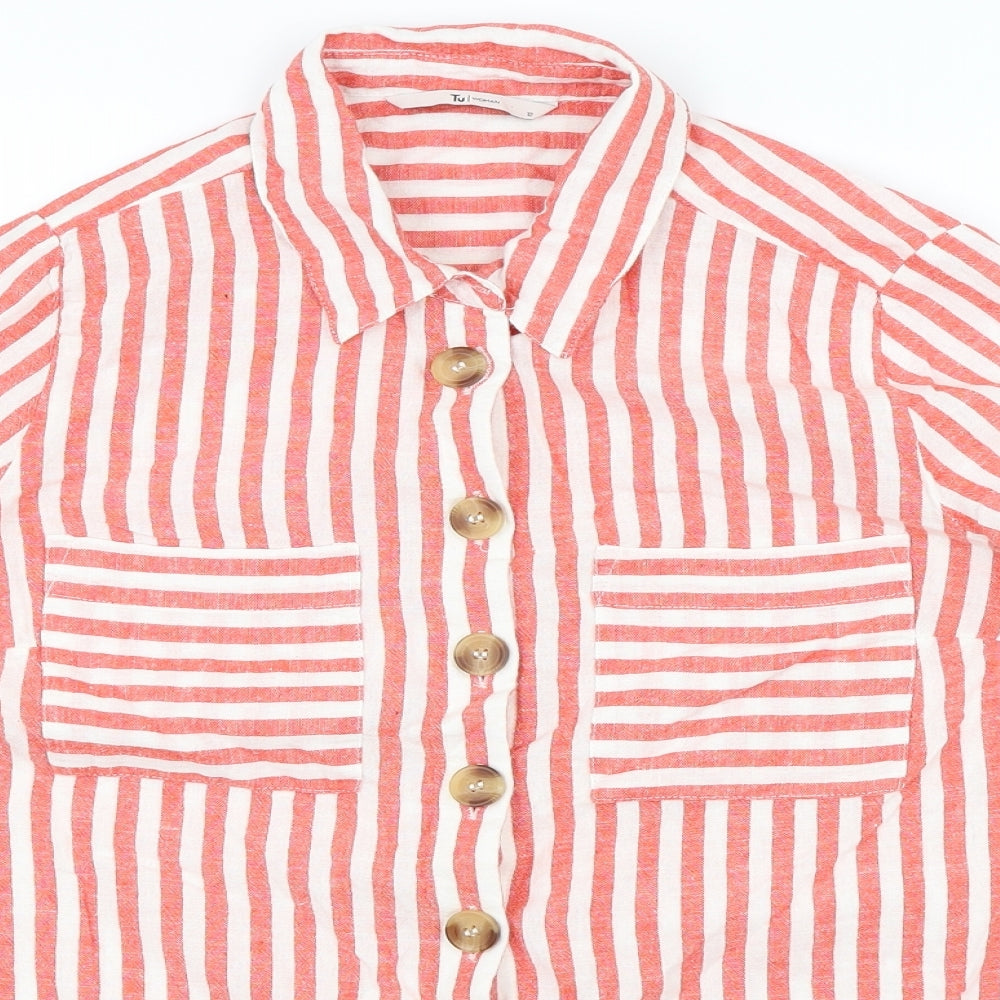 TU Womens Red Striped  Basic Blouse Size 12