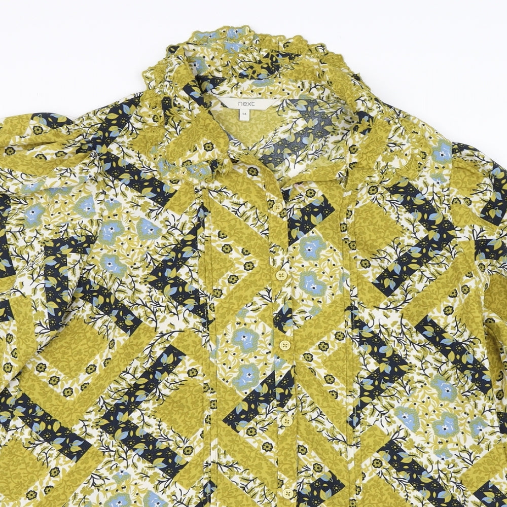 NEXT Womens Green Floral  Basic Blouse Size 14