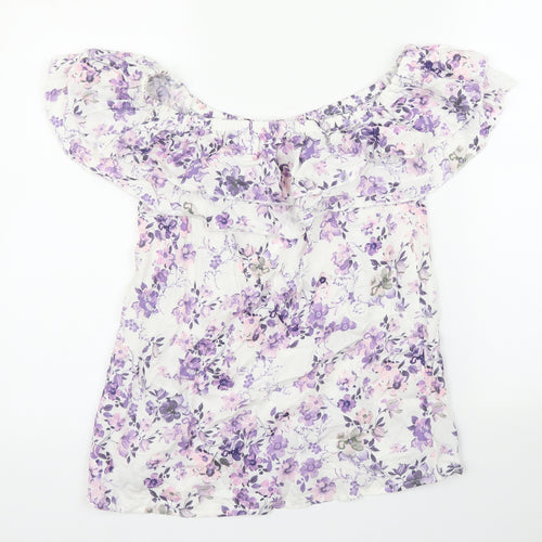 Beloved Womens Purple Floral  Basic Blouse Size 10