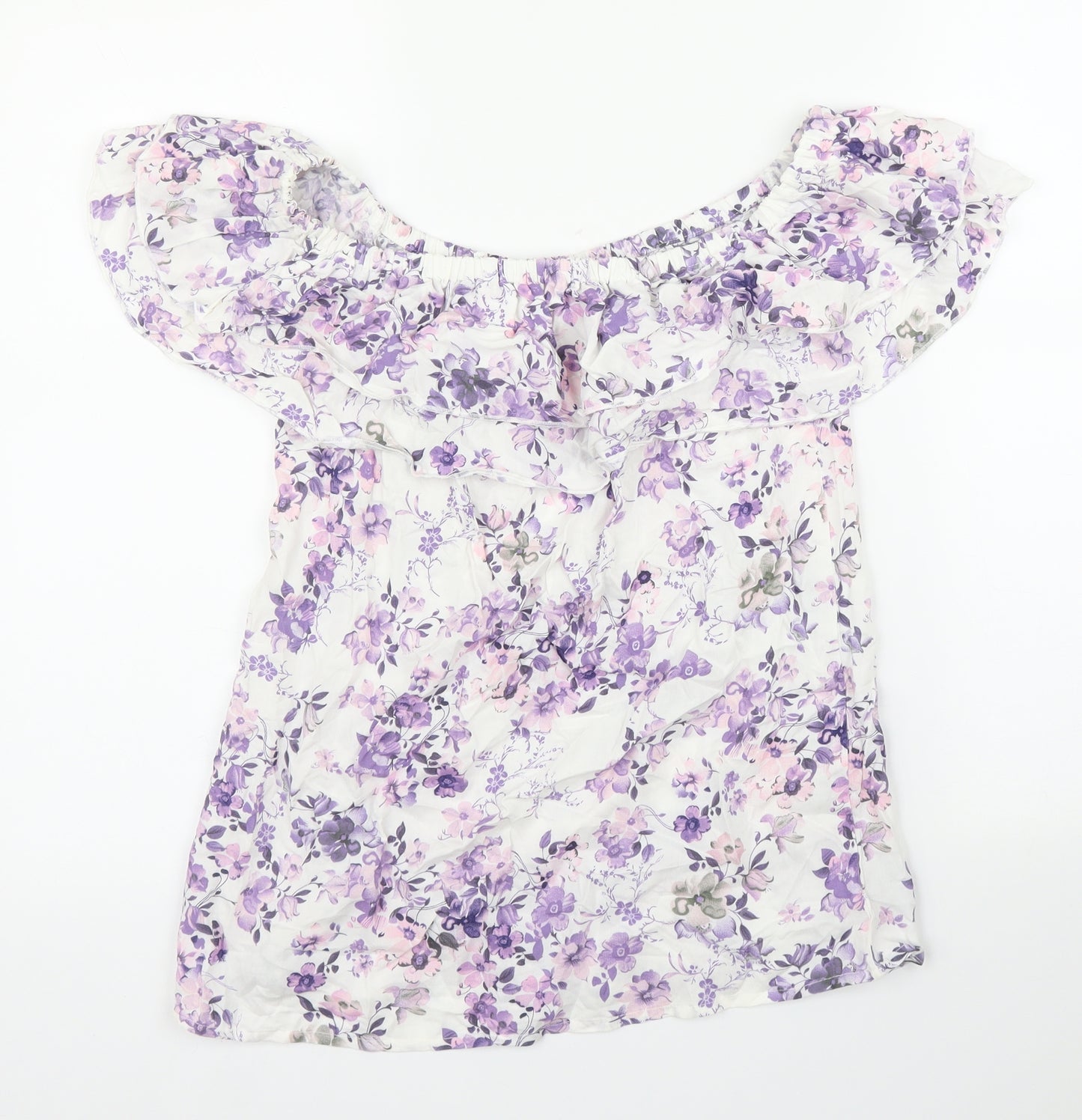 Beloved Womens Purple Floral  Basic Blouse Size 10