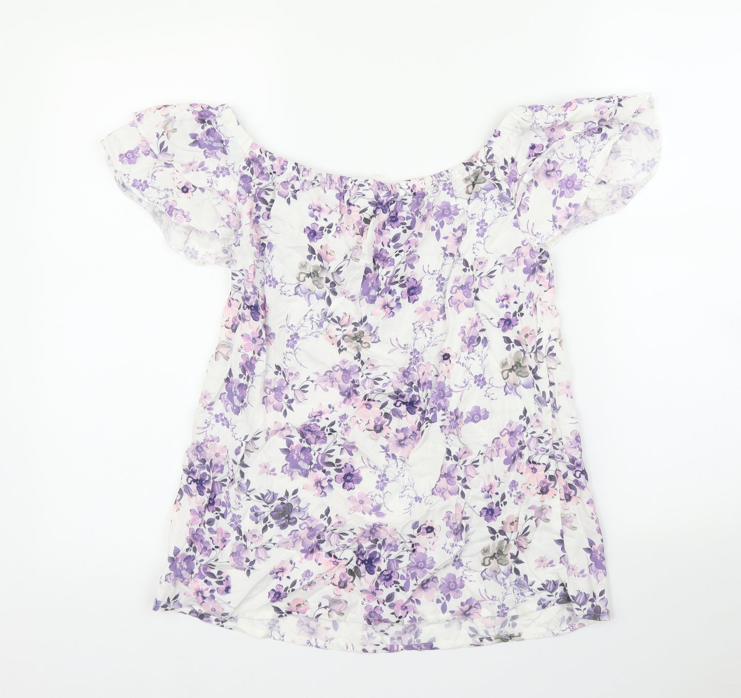 Beloved Womens Purple Floral  Basic Blouse Size 10