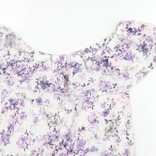 Beloved Womens Purple Floral  Basic Blouse Size 10
