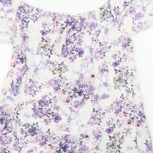 Beloved Womens Purple Floral  Basic Blouse Size 10