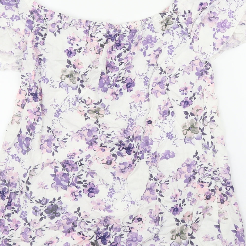 Beloved Womens Purple Floral  Basic Blouse Size 10