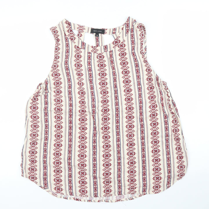 New Look Womens Beige Striped Basic Blouse Size 14