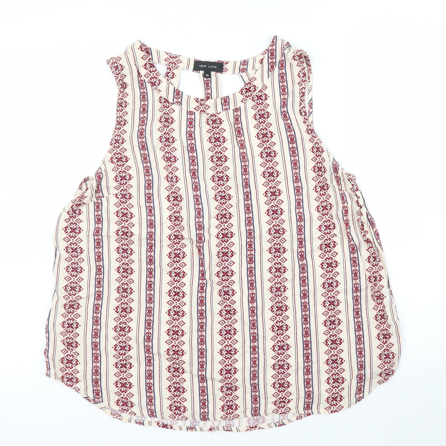 New Look Womens Beige Striped  Basic Blouse Size 14