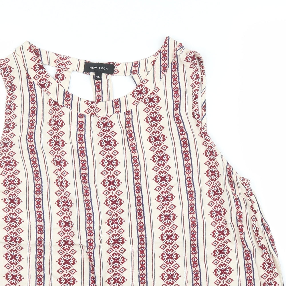 New Look Womens Beige Striped  Basic Blouse Size 14