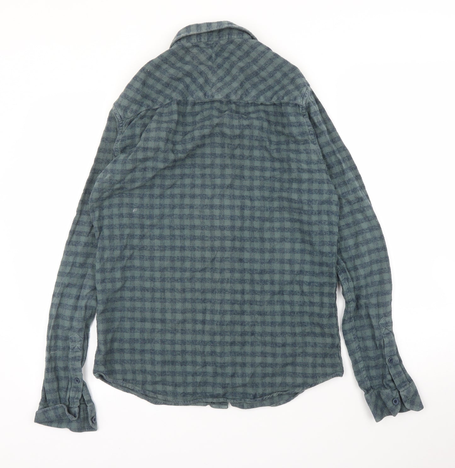 Isolid Mens Green Check   Button-Up Size M