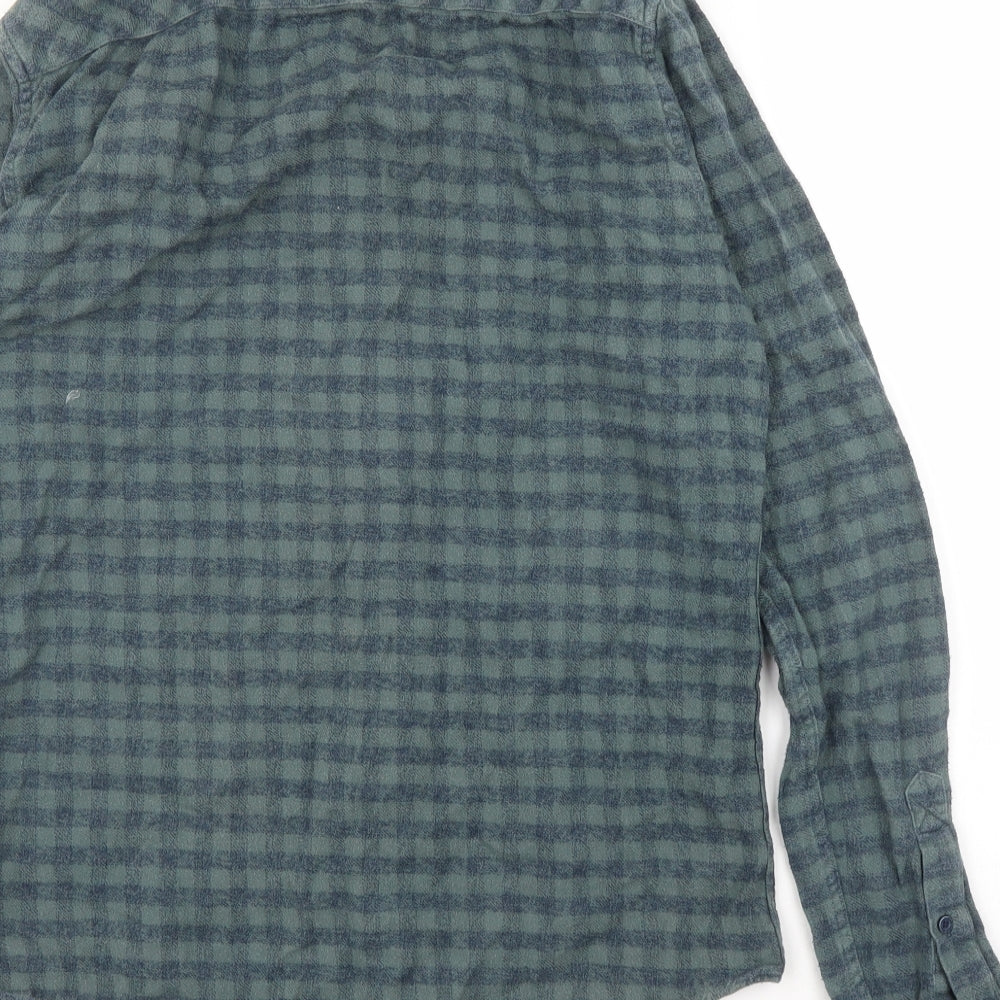 Isolid Mens Green Check   Button-Up Size M