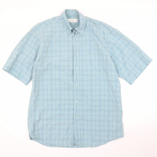M&S Mens Green Check   Button-Up Size M