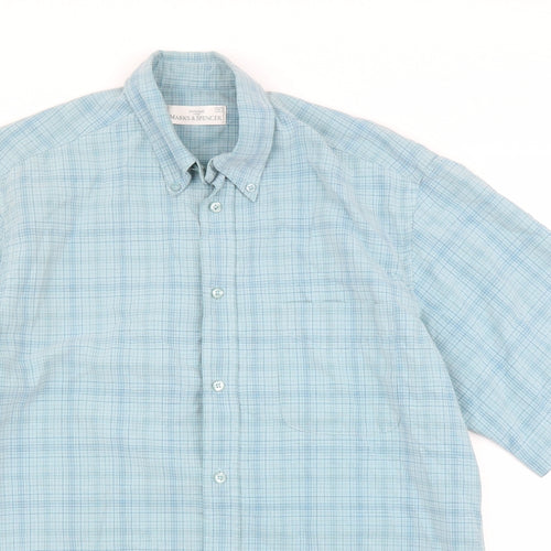 M&S Mens Green Check   Button-Up Size M