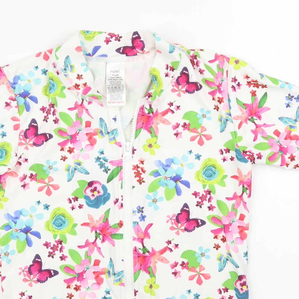 NEXT Girls White Floral  Basic T-Shirt Size 11 Years