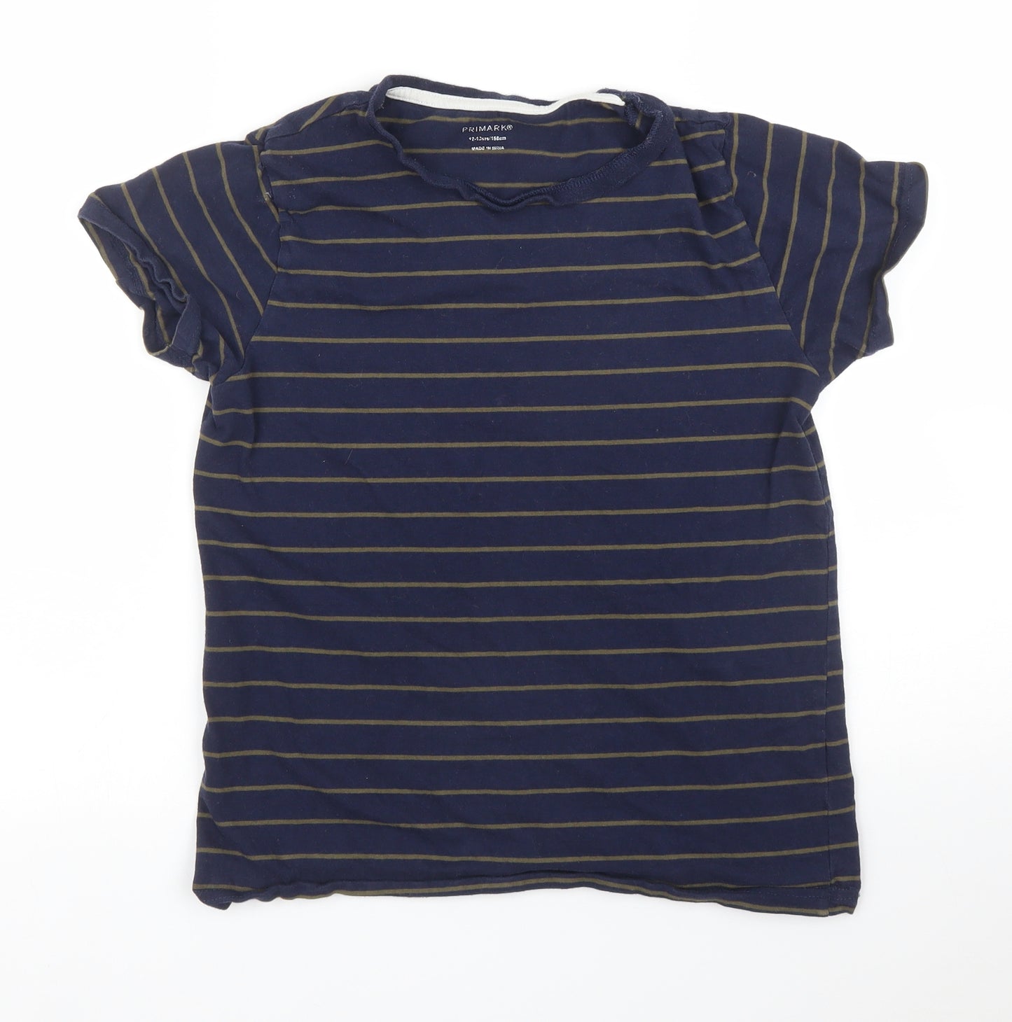 Primark Boys Blue Striped  Basic T-Shirt Size 12 Years
