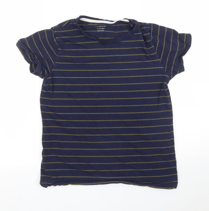 Primark Boys Blue Striped  Basic T-Shirt Size 12 Years