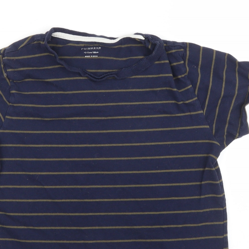 Primark Boys Blue Striped  Basic T-Shirt Size 12 Years