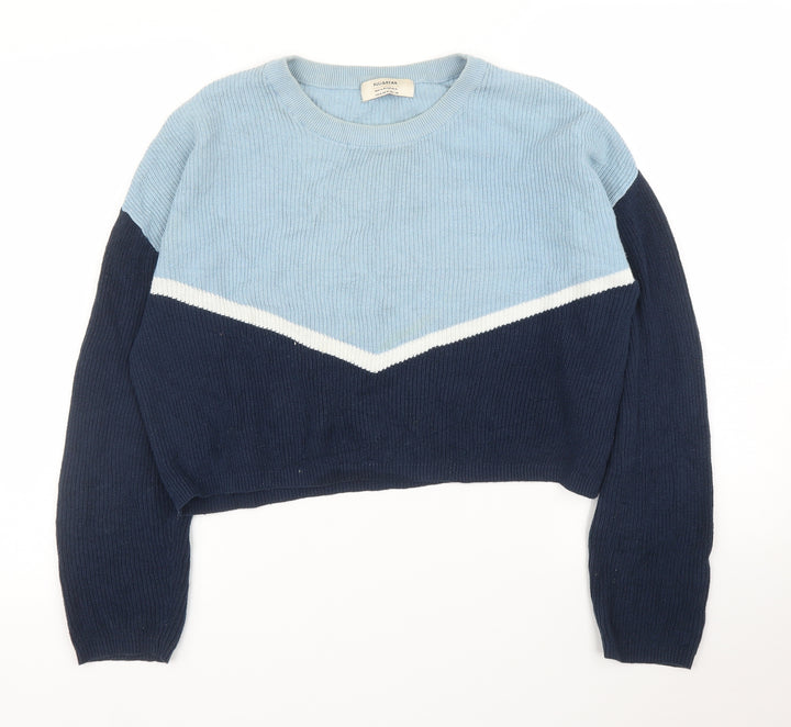 Pull&Bear Mens Blue Pullover Jumper Size M