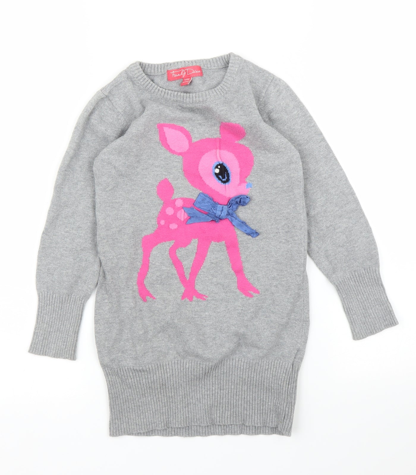 Funky Diva Girls Grey   Jumper Dress  Size 5 Years