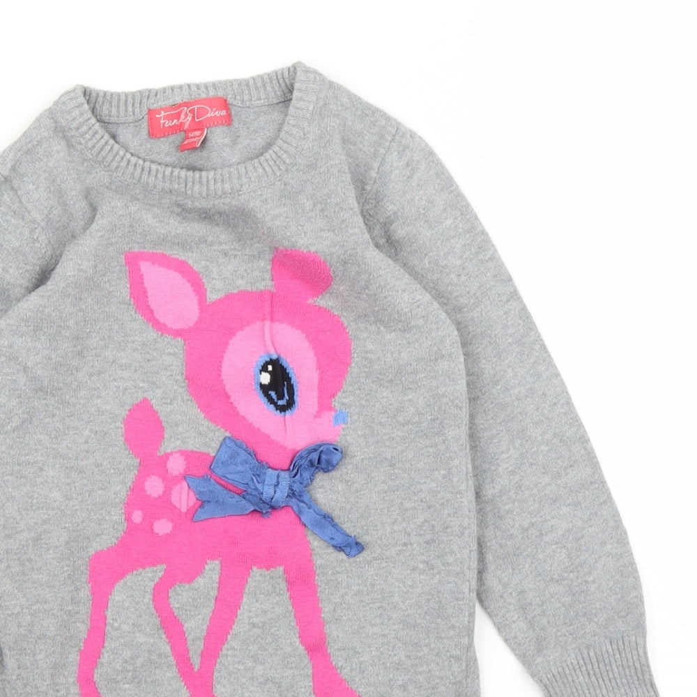 Funky Diva Girls Grey   Jumper Dress  Size 5 Years