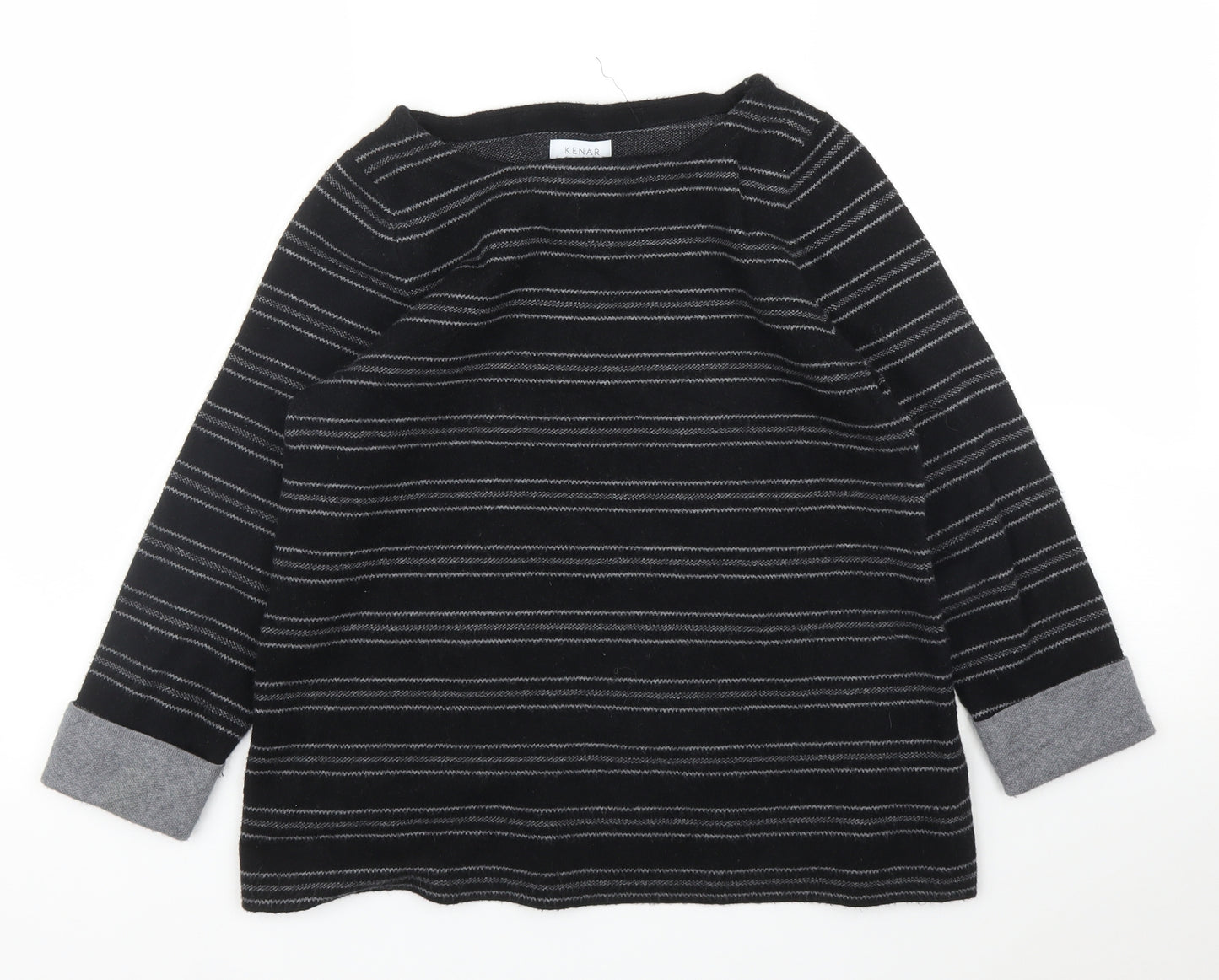 Kenar Womens Black Striped  Pullover Jumper Size M