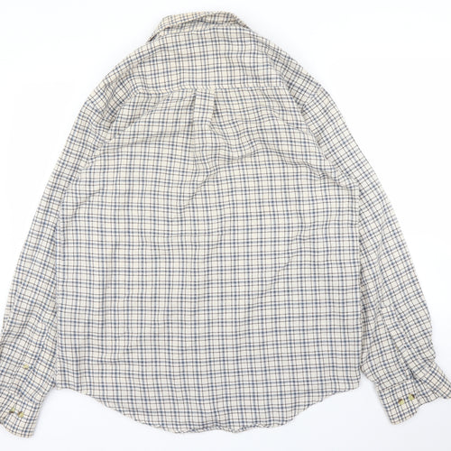 County Mens Beige Plaid   Button-Up Size M