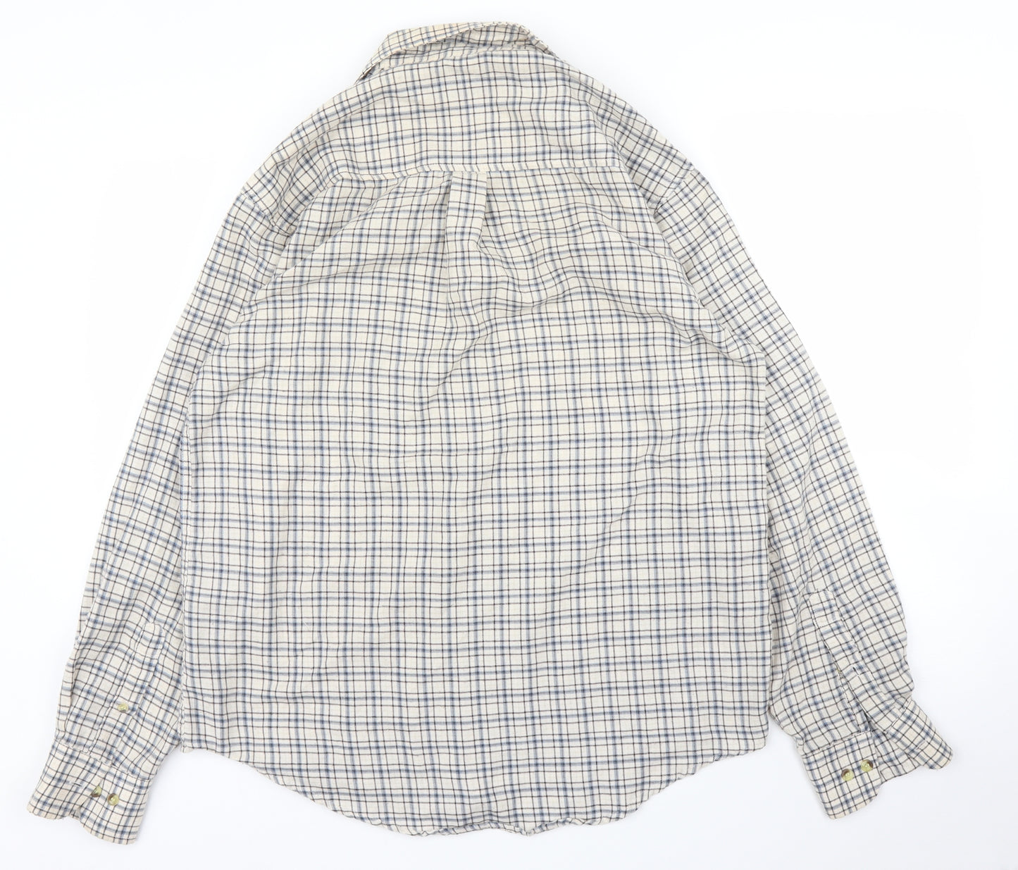 County Mens Beige Plaid   Button-Up Size M