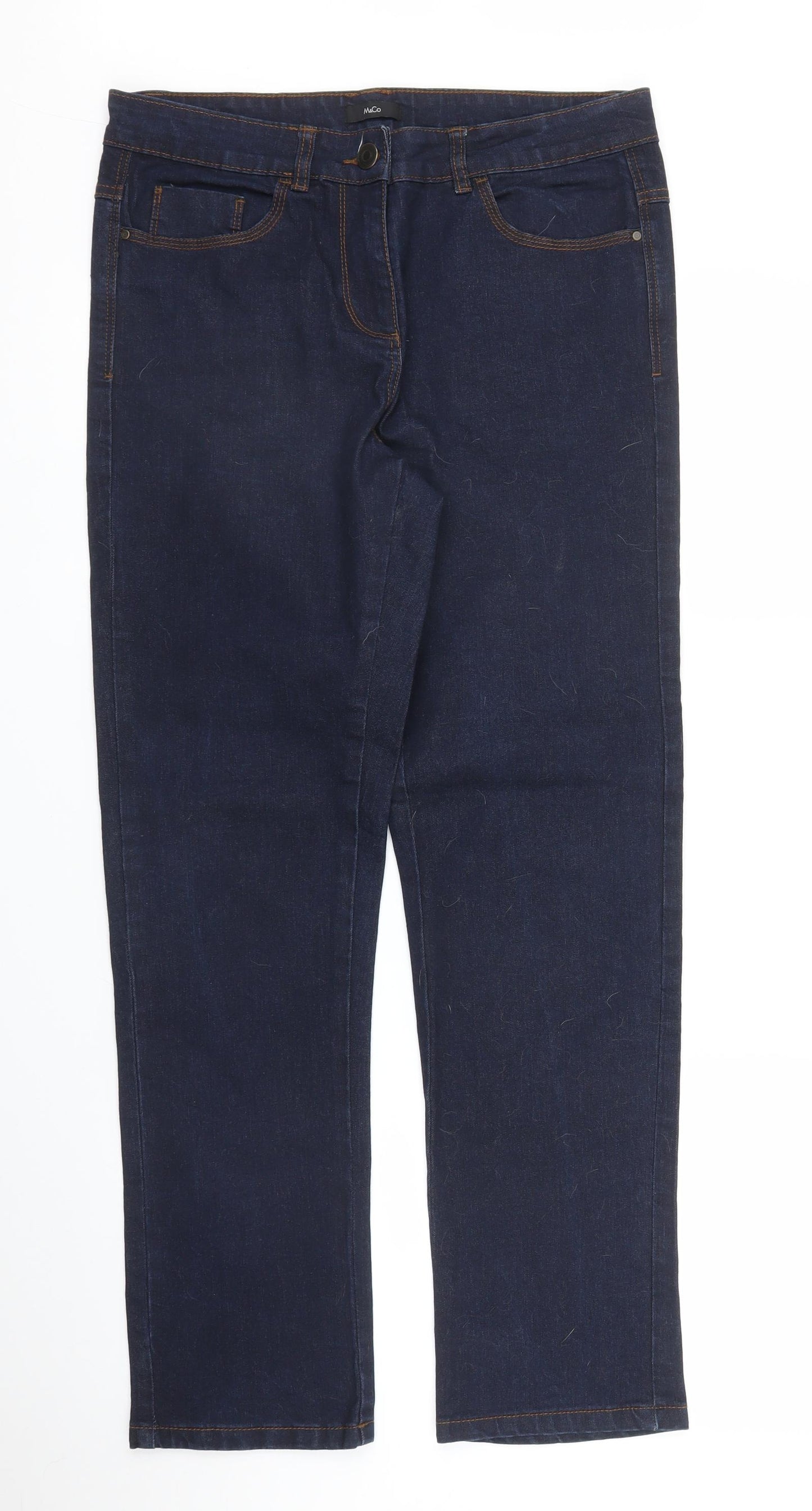 M&Co Womens Black  Denim Straight Jeans Size 10 L28 in