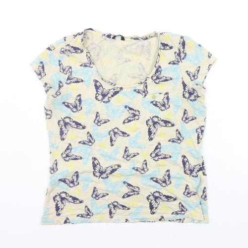M&Co Womens Beige Geometric  Basic T-Shirt Size 12  - buttefly