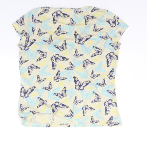 M&Co Womens Beige Geometric  Basic T-Shirt Size 12  - buttefly