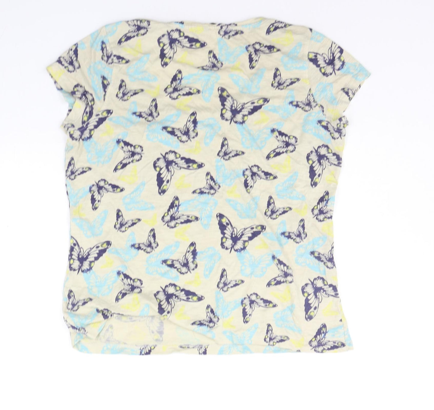 M&Co Womens Beige Geometric  Basic T-Shirt Size 12  - buttefly