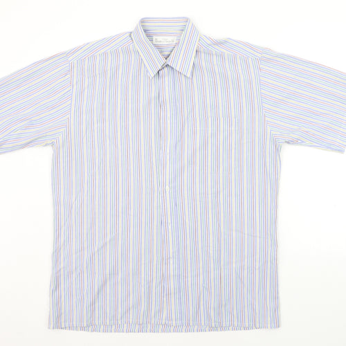 Marks and Spencer Mens Blue Striped   Button-Up Size 16
