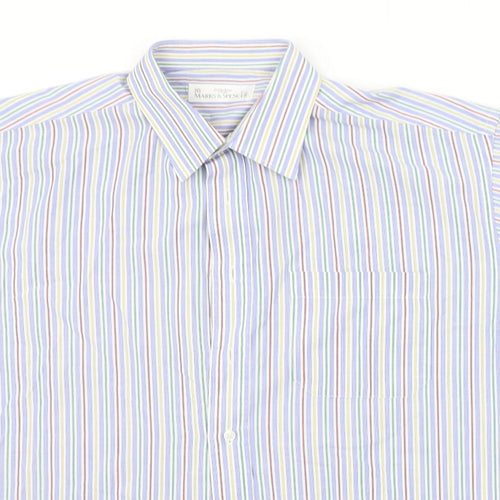 Marks and Spencer Mens Blue Striped   Button-Up Size 16