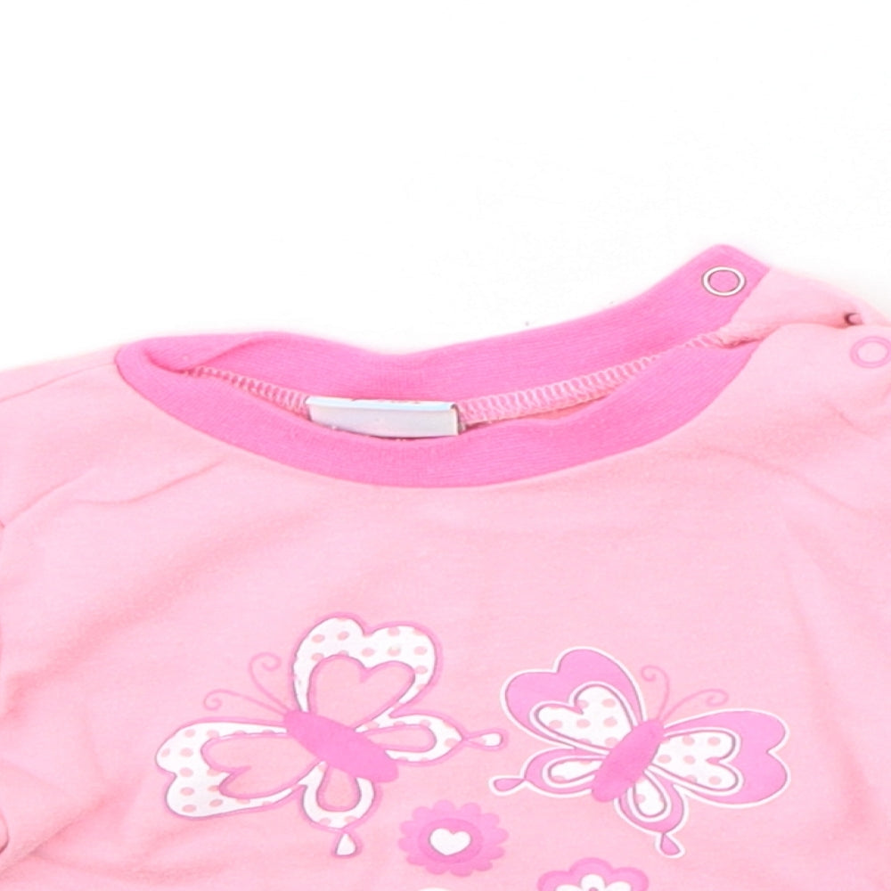 Cutey Pie Baby Pink   Basic T-Shirt Size 12-18 Months  - Butterfly