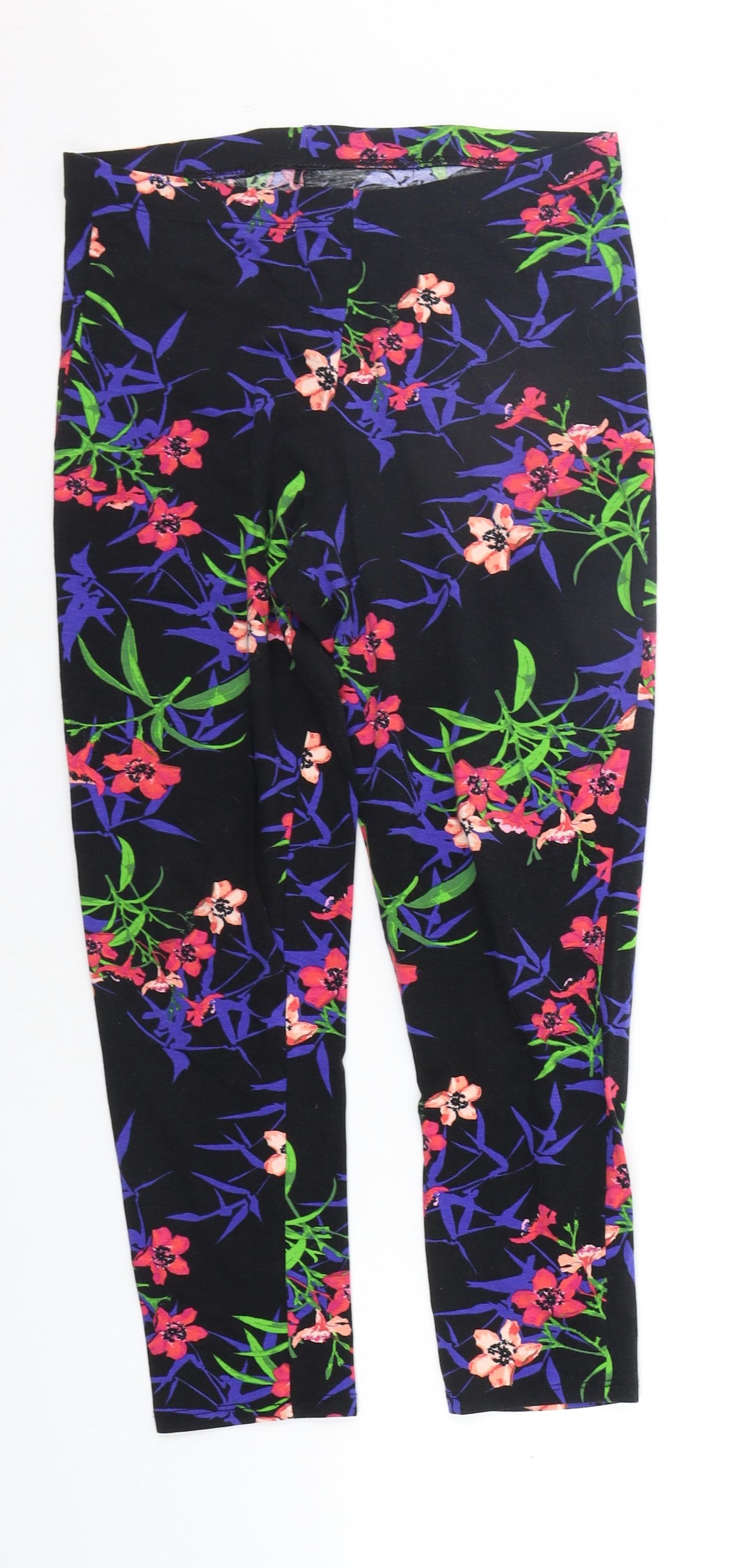 George Womens Black Floral  Jegging Trousers Size 14 L20 in