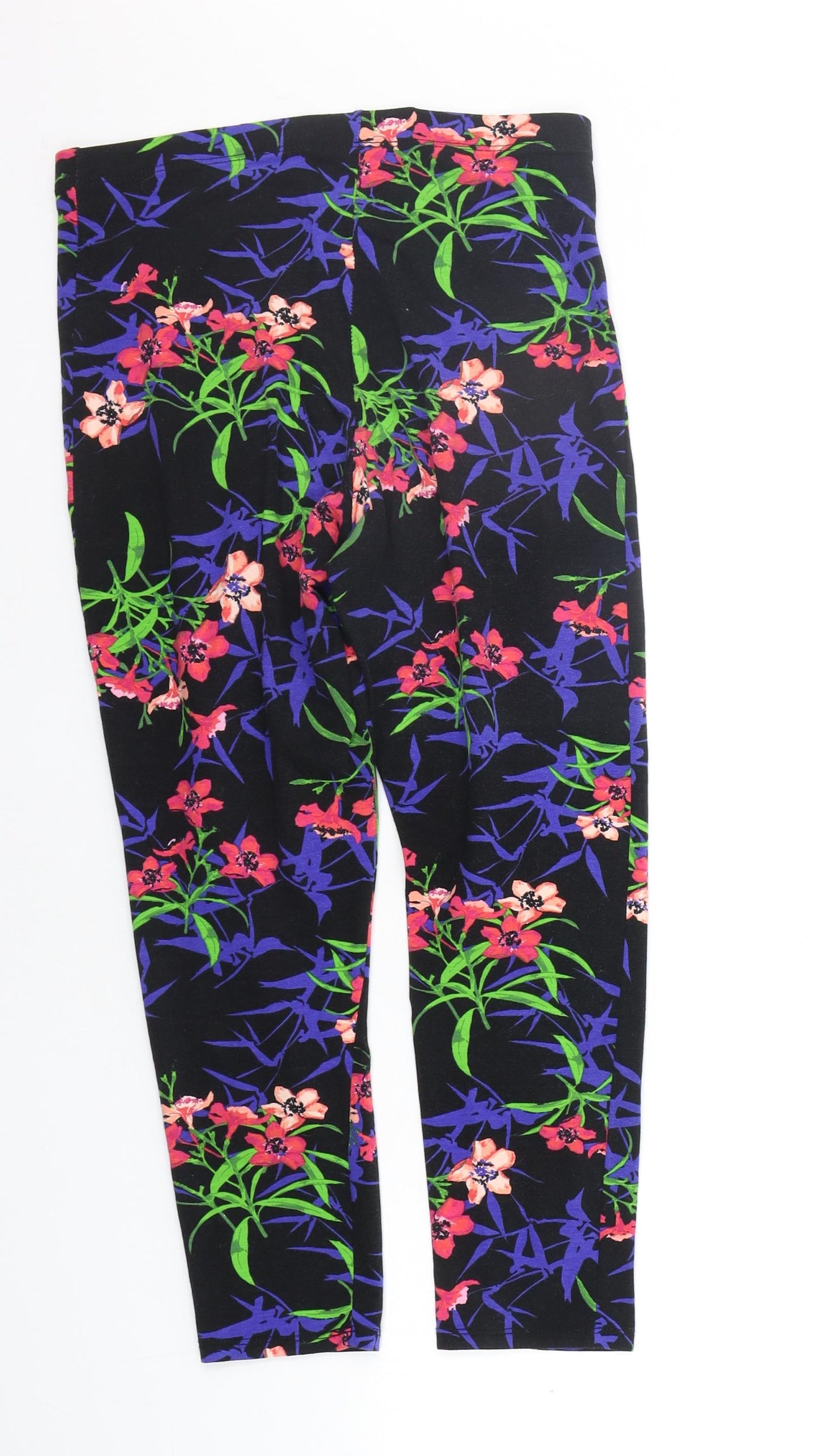 George Womens Black Floral  Jegging Trousers Size 14 L20 in