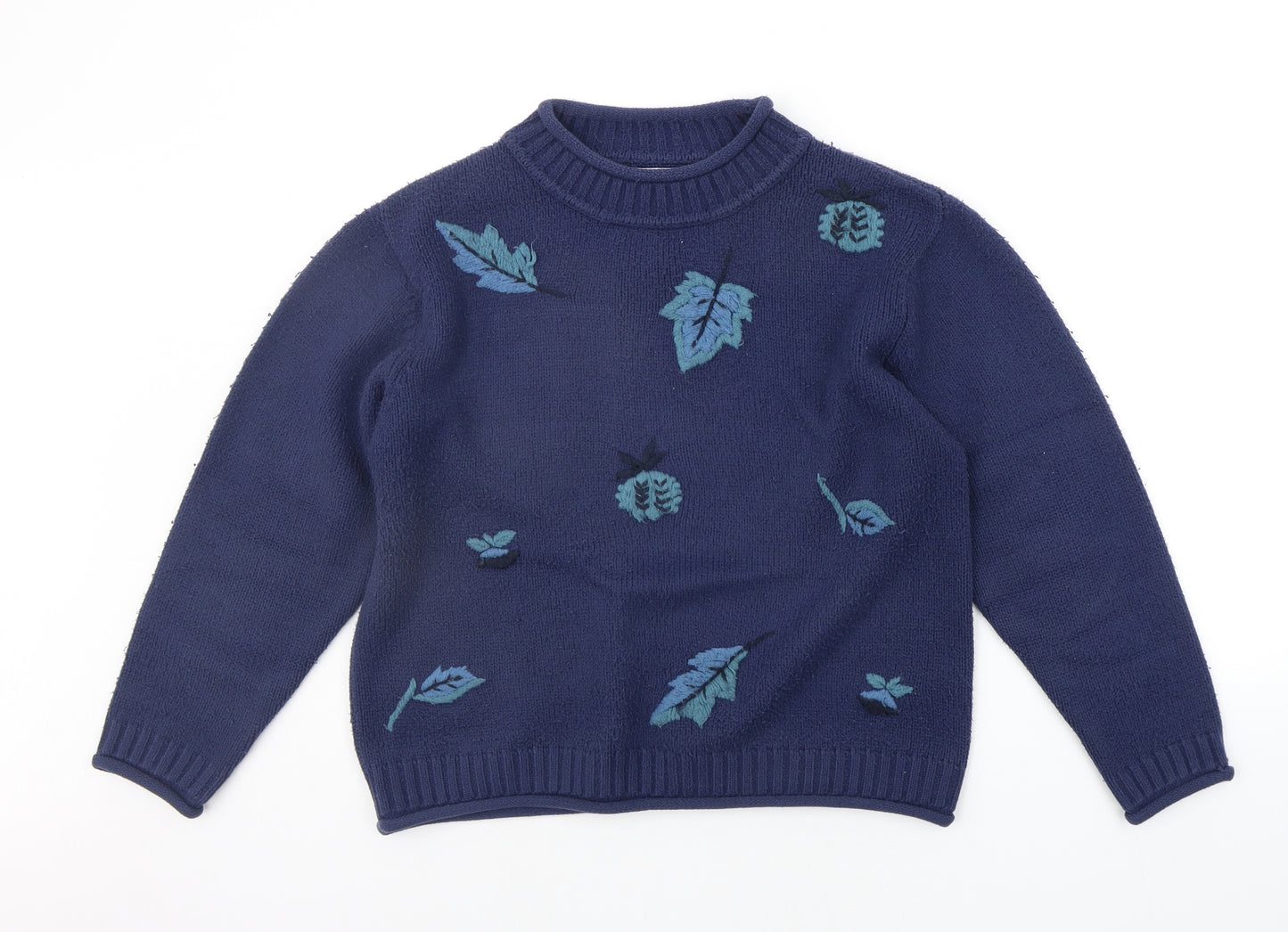 natural territory Womens Blue Floral  Pullover Jumper Size M