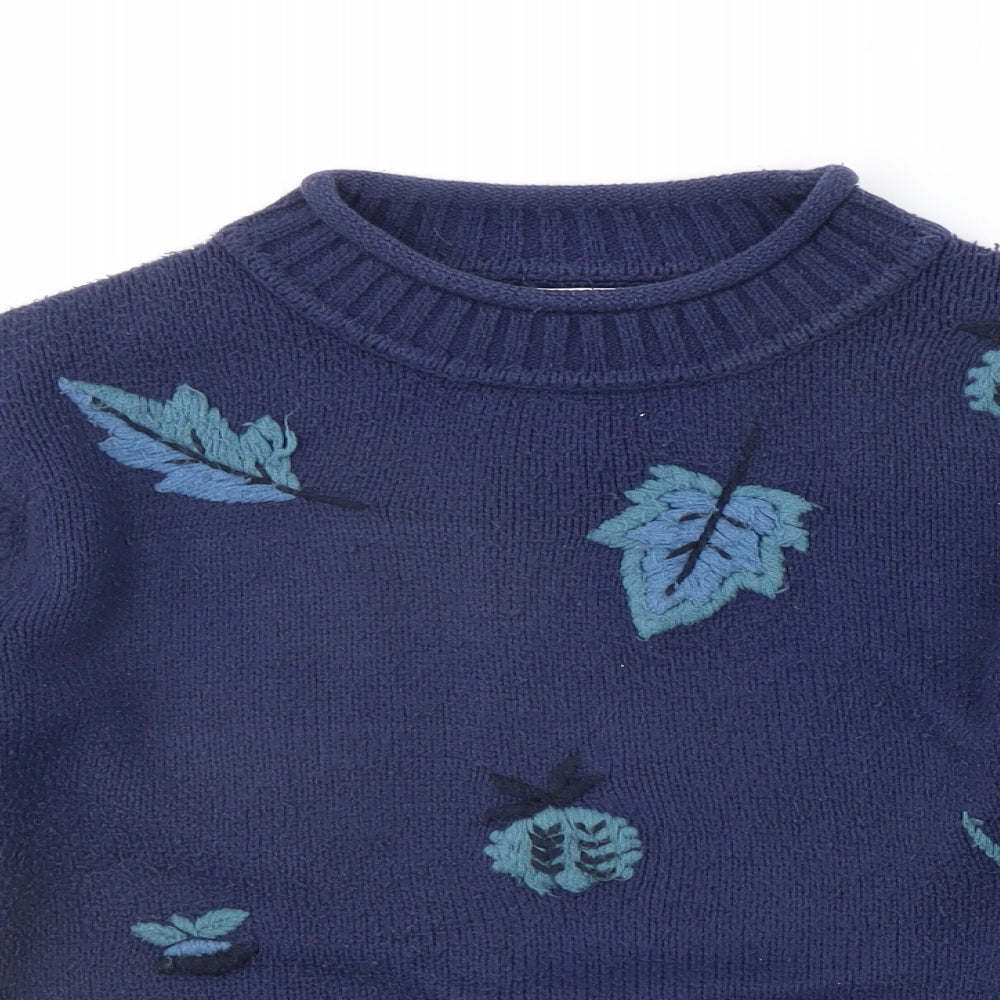 natural territory Womens Blue Floral  Pullover Jumper Size M