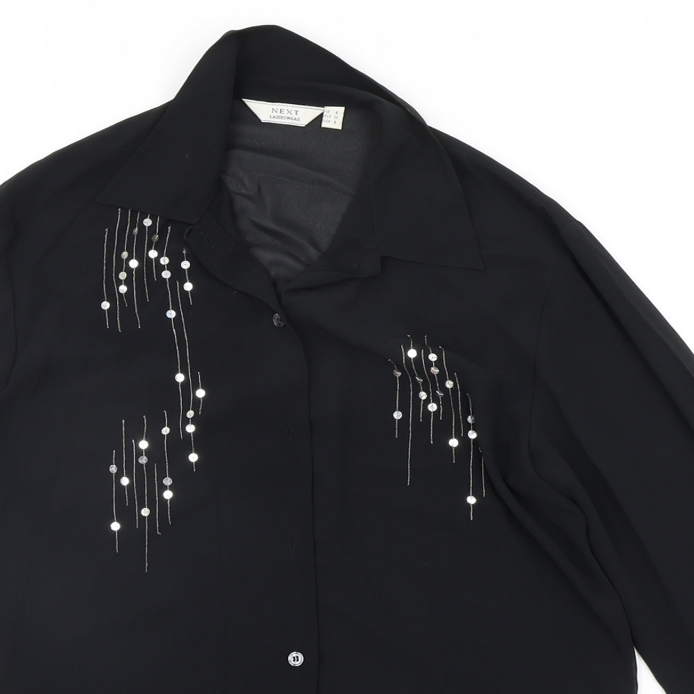 NEXT Womens Black   Basic Button-Up Size 8