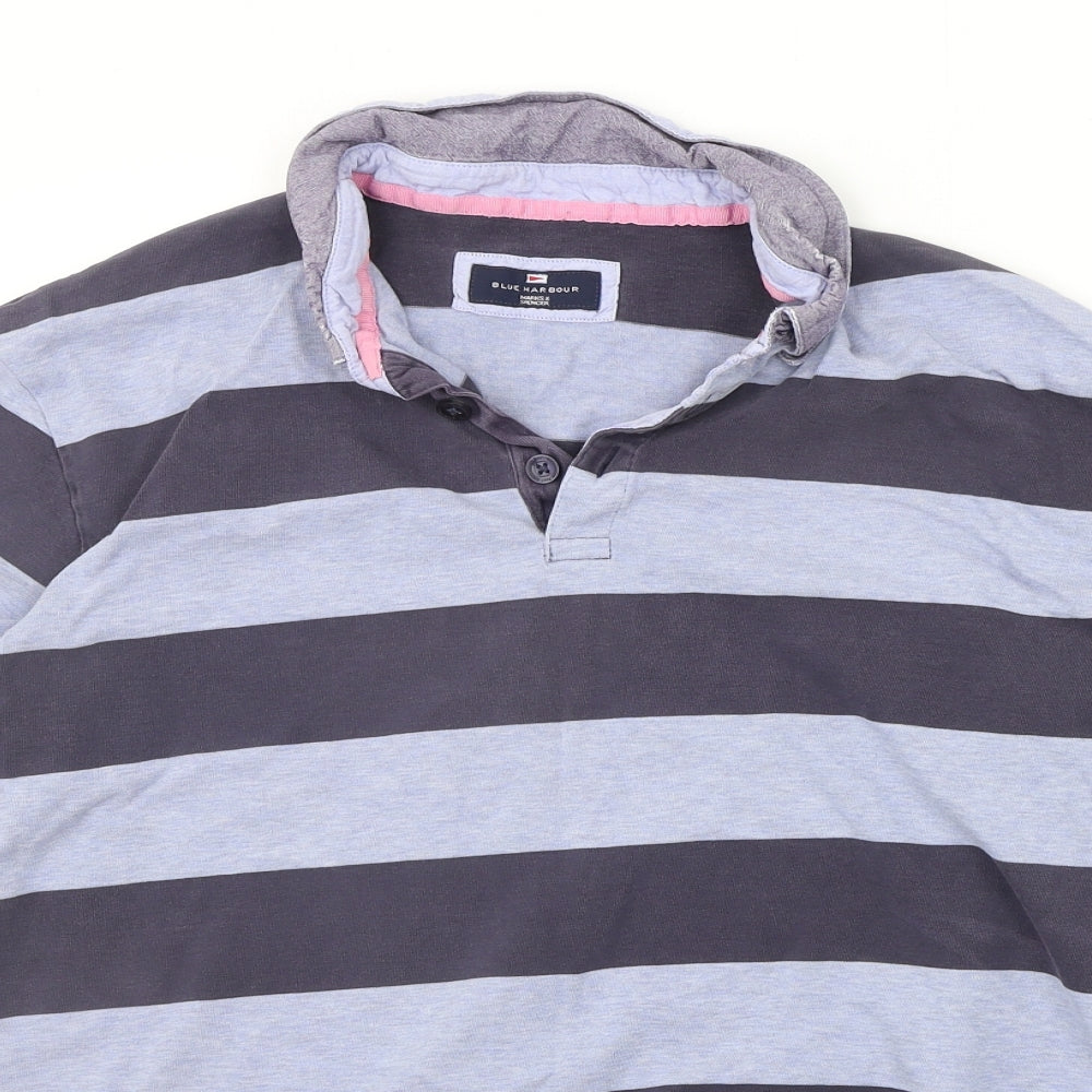 Marks and Spencer Mens Blue Striped  Pullover Jumper Size L