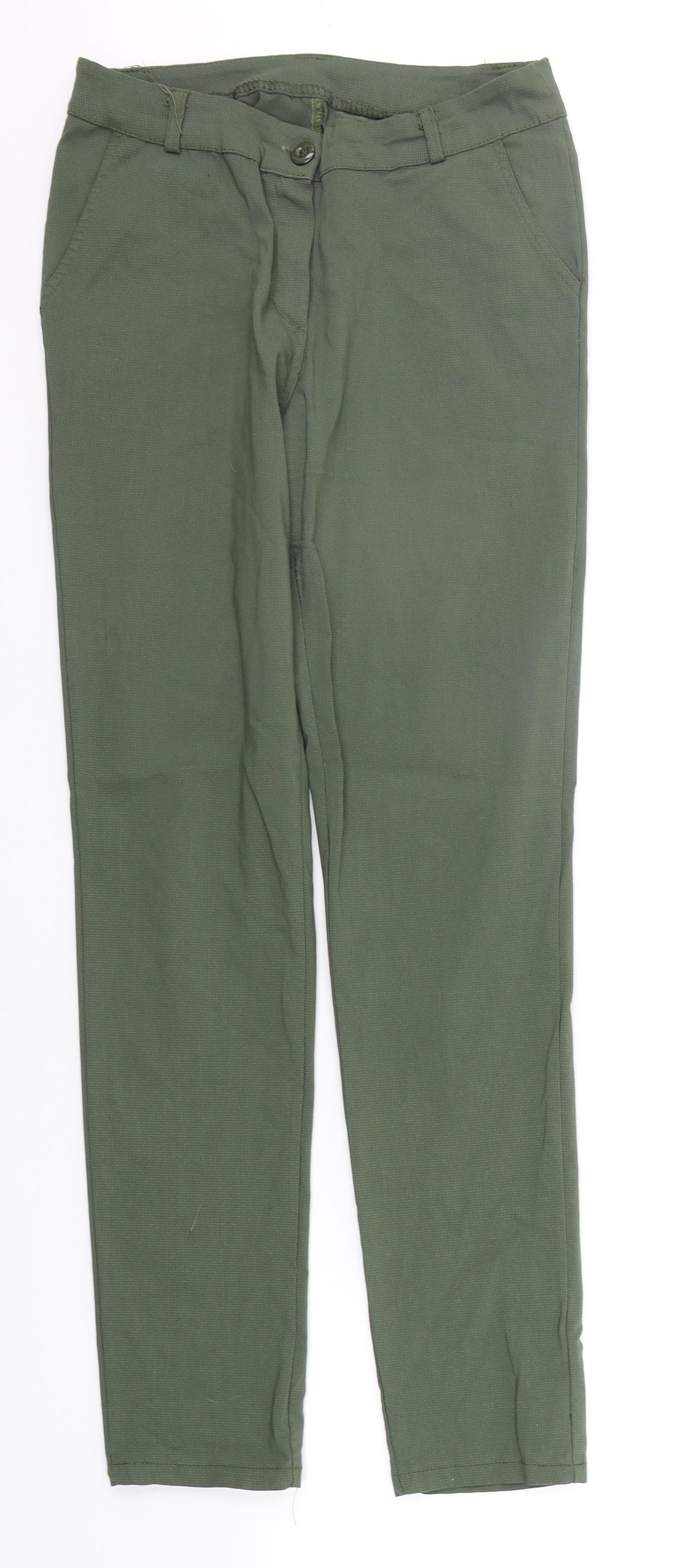 Preworn Womens Green Houndstooth  Trousers  Size L L28 in