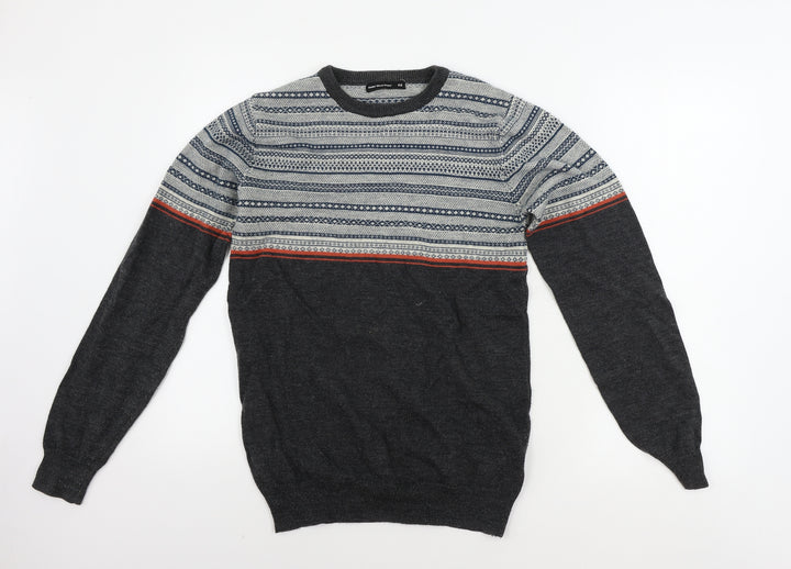 Cedar Wood State Mens Grey Geometric Pullover Jumper Size XS