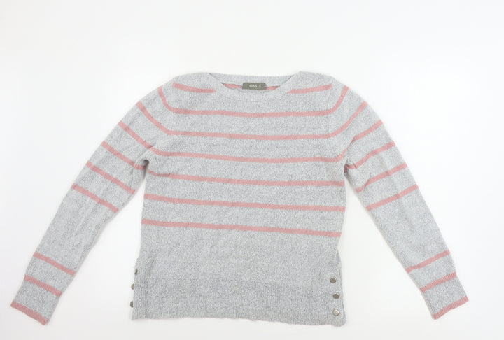 Oasis Womens Grey Striped Pullover Jumper Size M