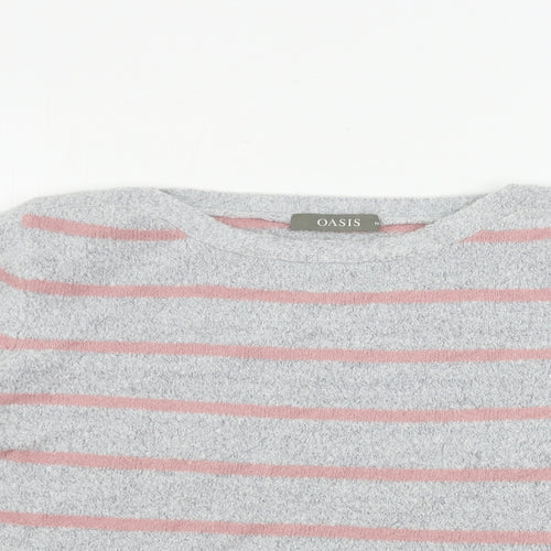 Oasis  Womens Grey Striped  Pullover Jumper Size M