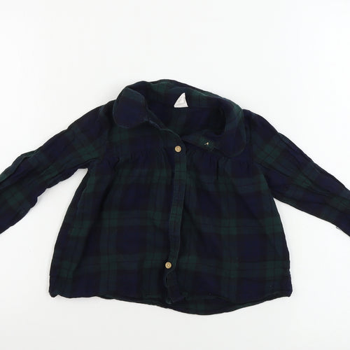 H&M  Girls Green Check  Basic Button-Up Size 3-4 Years