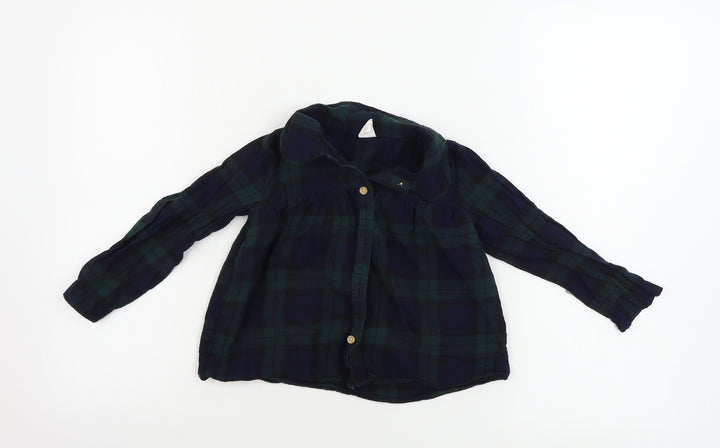 H&M  Girls Green Check  Basic Button-Up Size 3-4 Years