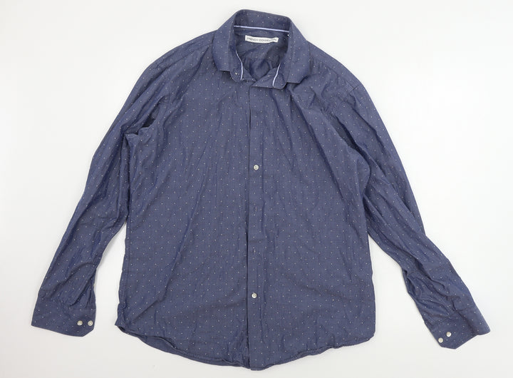 French Connection Mens Blue Button-Up Size 16