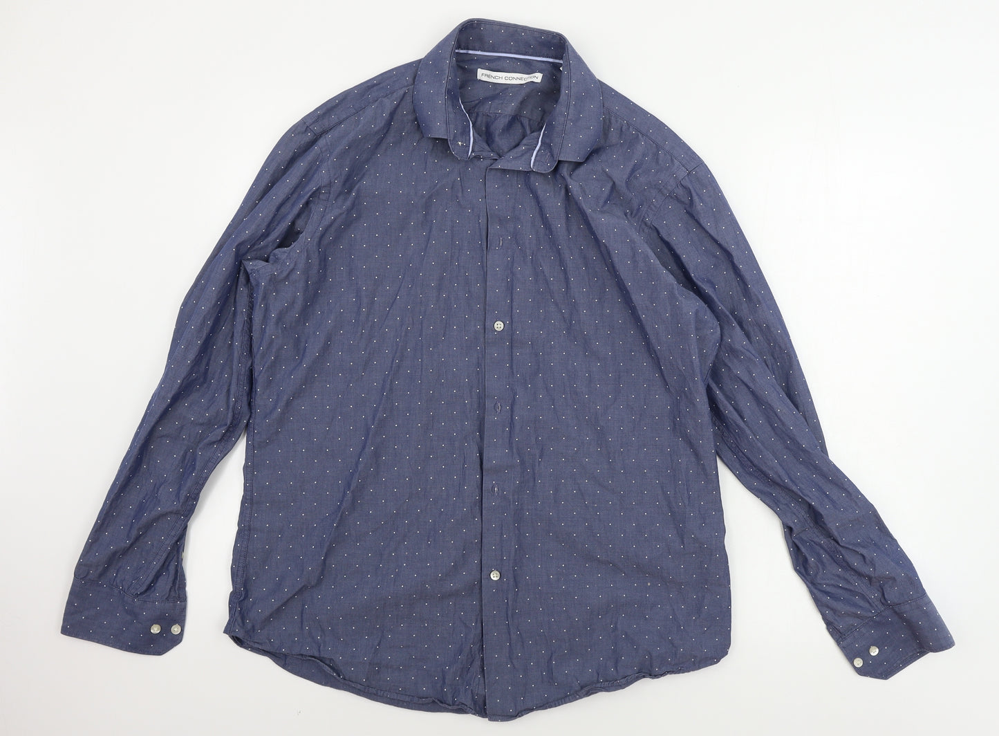 French Connection  Mens Blue    Button-Up Size 16