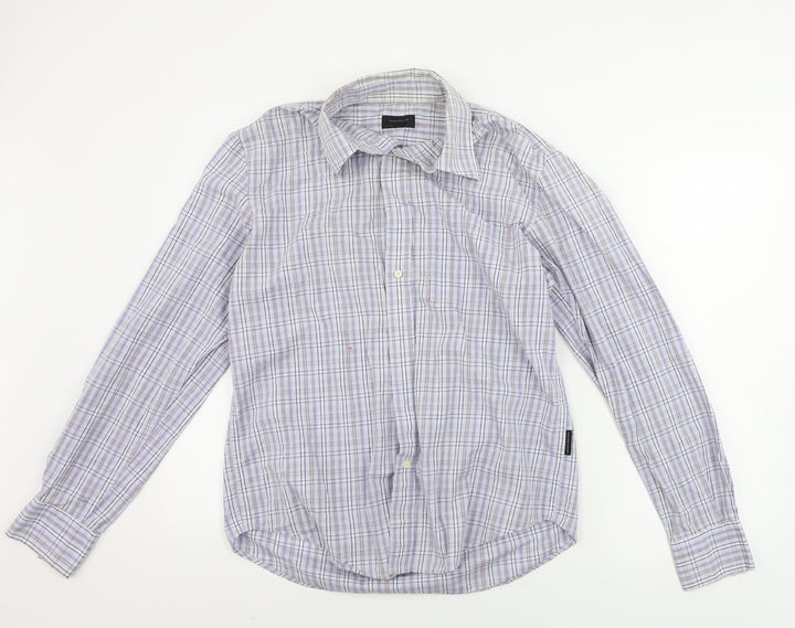 Sergio Tacchini Mens Blue Check Button-Up Size M